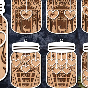 Intra απο ξύλο plywood 3mm-4mm πάχος Χριστουγεννιάτικο Βάζο Οικογενειακό κοπής με λέιζερ Δίασταση 15x15 cm INTRAFABR-79767165 - Image 1