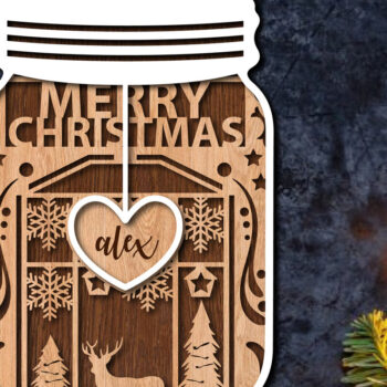 Intra απο ξύλο plywood 3mm-4mm πάχος Χριστουγεννιάτικο Βάζο Οικογενειακό κοπής με λέιζερ Δίασταση 15x15 cm INTRAFABR-79767165 - Image 2