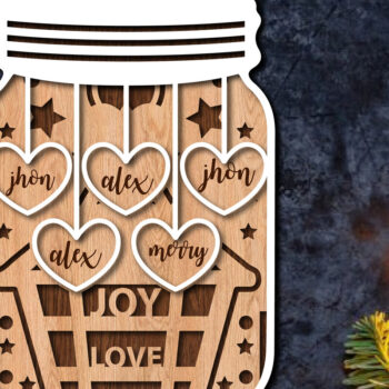 Intra απο ξύλο plywood 3mm-4mm πάχος Χριστουγεννιάτικο Βάζο Οικογενειακό κοπής με λέιζερ Δίασταση 15x15 cm INTRAFABR-79767165 - Image 4