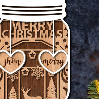 Intra απο ξύλο plywood 3mm-4mm πάχος Χριστουγεννιάτικο Βάζο Οικογενειακό κοπής με λέιζερ Δίασταση 15x15 cm INTRAFABR-79767165 - Image 5