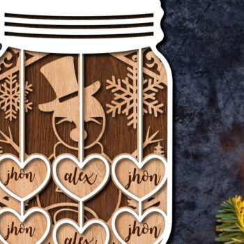 Intra απο ξύλο plywood 3mm-4mm πάχος Χριστουγεννιάτικο Βάζο Οικογενειακό κοπής με λέιζερ Δίασταση 15x15 cm INTRAFABR-79767165 - Image 7