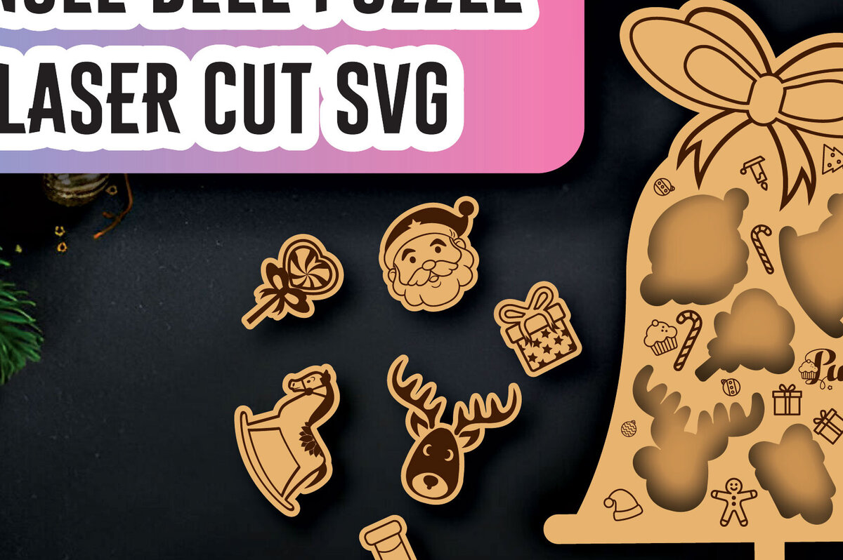 Intra απο ξύλο plywood 3mm-4mm πάχος Χριστουγεννιάτικο Jingle Bell Puzzle Δίασταση 15x15 cm INTRAFABR-104733847 - Image 1