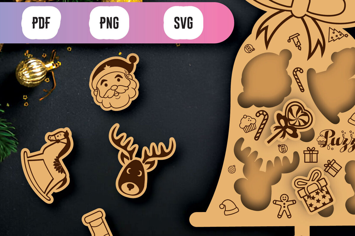 Intra απο ξύλο plywood 3mm-4mm πάχος Χριστουγεννιάτικο Jingle Bell Puzzle Δίασταση 15x15 cm INTRAFABR-104733847 - Image 2