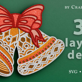 Intra απο ξύλο plywood 3mm-4mm πάχος Christmas Jingle Bells 3D Layered Δίασταση 15x15 cm INTRAFABR-24669014 - Image 1