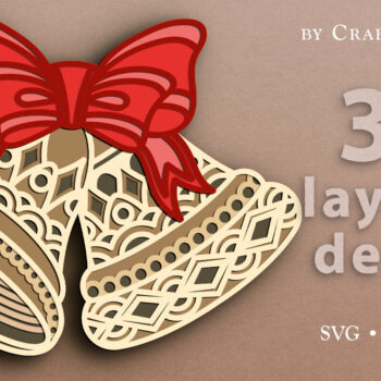 Intra απο ξύλο plywood 3mm-4mm πάχος Christmas Jingle Bells 3D Layered Δίασταση 15x15 cm INTRAFABR-24669014 - Image 2