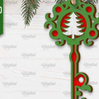 Intra απο ξύλο plywood 3mm-4mm πάχος Σχέδιο κοπής με λέιζερ Χριστουγεννιάτικο στολίδι με κλειδί Δίασταση 8x8 cm INTRAFABR-103294454 - Image 1