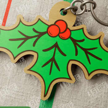 Intra απο ξύλο plywood 3mm-4mm πάχος Χριστουγεννιάτικο Μπρελόκ | Γκι | CNC Δίασταση 6x6 cm INTRAFABR-107020408 - Image 1