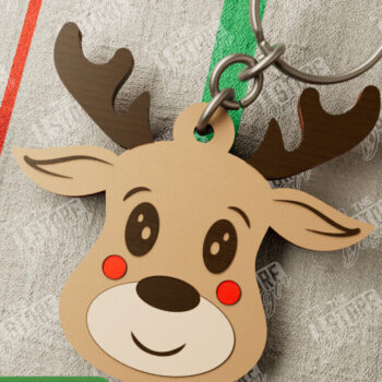 Intra απο ξύλο plywood 3mm-4mm πάχος Χριστουγεννιάτικο Μπρελόκ | Τάρανδος | CNC Δίασταση 6x6 cm INTRAFABR-107020253 - Image 1