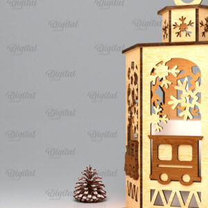 Intra απο ξύλο plywood 3mm-4mm πάχος Σχέδιο κοπής χριστουγεννιάτικου φαναριού με λέιζερ Δίασταση 15x15 cm INTRAFABR-106534666