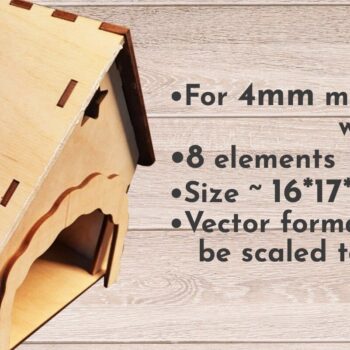 Intra απο ξύλο plywood 3mm-4mm πάχος Χριστουγεννιάτικο φανάρι , Σπίτι Δίασταση 40x40 cm INTRAFABR-45123251 - Image 2