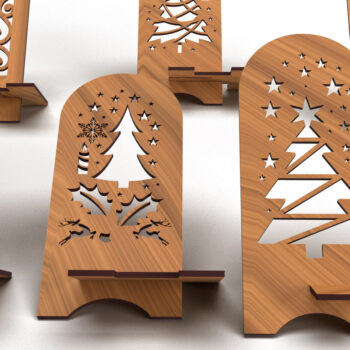 Intra απο ξύλο plywood 3mm-4mm πάχος Χριστουγεννιάτικη βάση κινητού τηλεφώνου με Δίασταση 15x15 cm INTRAFABR-79292095 - Image 1