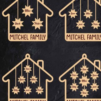 Intra απο ξύλο plywood 3mm-4mm πάχος Χριστουγεννιάτικο οικογενειακό στολίδι με λέιζερ Δίασταση 8x8 cm INTRAFABR-47719604 - Image 1