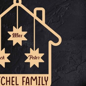 Intra απο ξύλο plywood 3mm-4mm πάχος Χριστουγεννιάτικο οικογενειακό στολίδι με λέιζερ Δίασταση 8x8 cm INTRAFABR-47719604 - Image 3