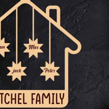 Intra απο ξύλο plywood 3mm-4mm πάχος Χριστουγεννιάτικο οικογενειακό στολίδι με λέιζερ Δίασταση 8x8 cm INTRAFABR-47719604 - Image 4