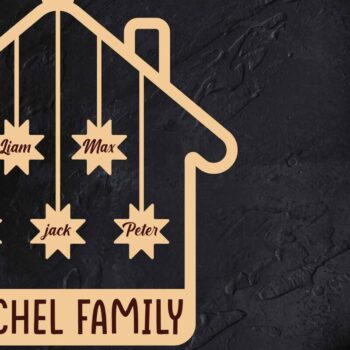 Intra απο ξύλο plywood 3mm-4mm πάχος Χριστουγεννιάτικο οικογενειακό στολίδι με λέιζερ Δίασταση 8x8 cm INTRAFABR-47719604 - Image 5