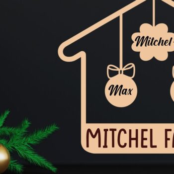 Intra απο ξύλο plywood 3mm-4mm πάχος Χριστουγεννιάτικο οικογενειακό στολίδι με λέιζερ Δίασταση 8x8 cm INTRAFABR-46351722 - Image 2