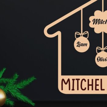 Intra απο ξύλο plywood 3mm-4mm πάχος Χριστουγεννιάτικο οικογενειακό στολίδι με λέιζερ Δίασταση 8x8 cm INTRAFABR-46351722 - Image 3