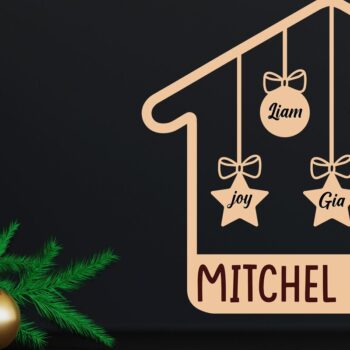 Intra απο ξύλο plywood 3mm-4mm πάχος Χριστουγεννιάτικο οικογενειακό στολίδι με λέιζερ Δίασταση 8x8 cm INTRAFABR-46351722 - Image 4