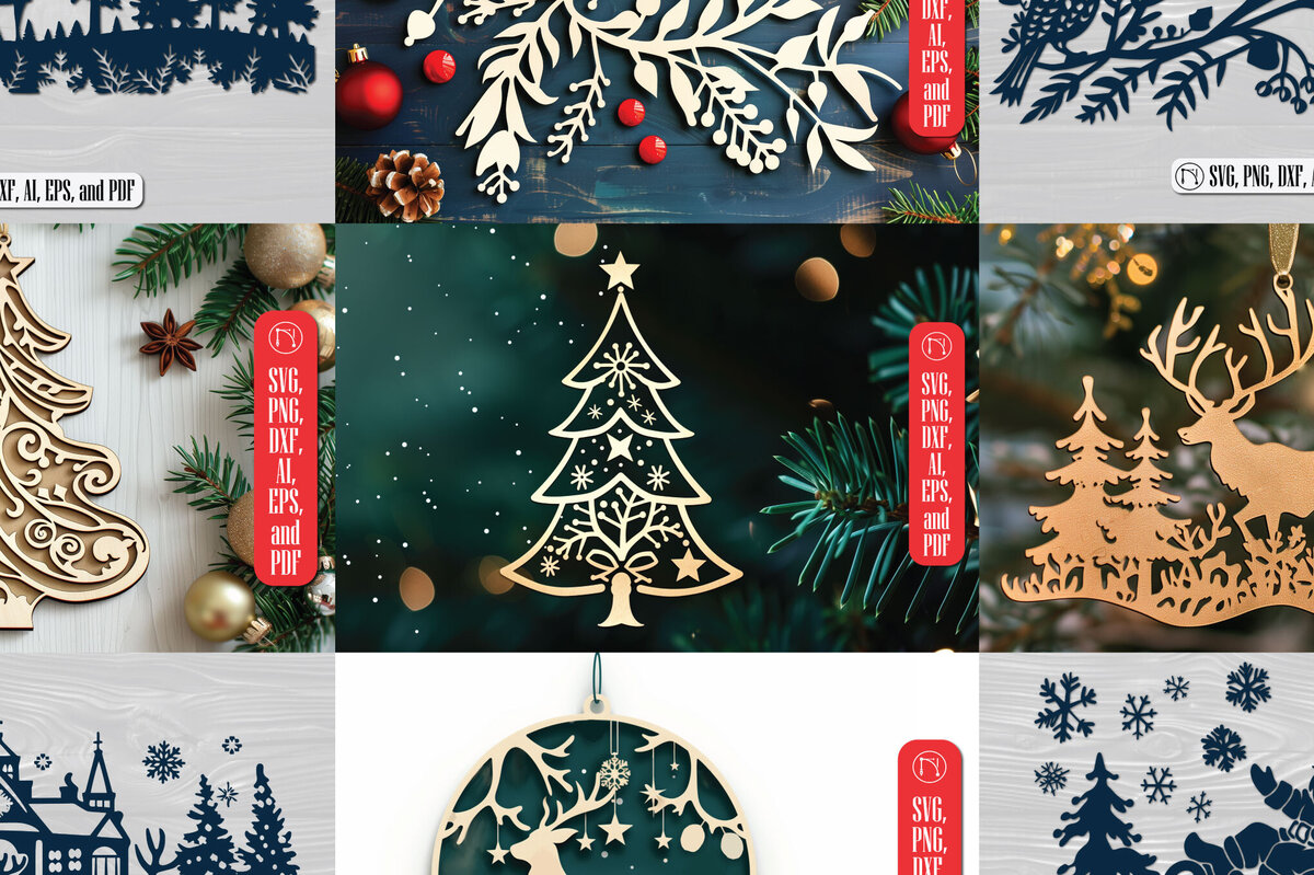 Intra απο ξύλο plywood 3mm-4mm πάχος με χριστουγεννιάτικο κοπής με λέιζερ Δίασταση 4x4 cm INTRAFABR-102817084