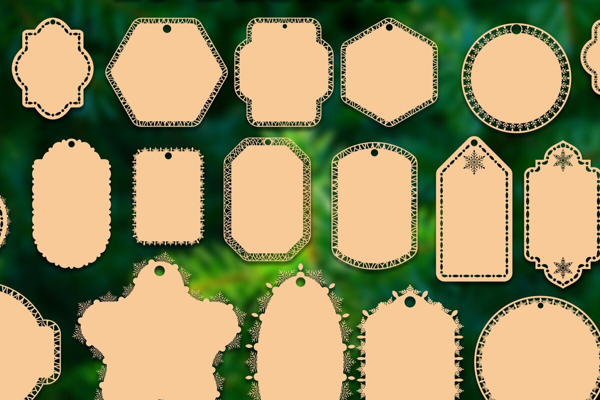 Intra απο ξύλο plywood 3mm-4mm πάχος Χριστουγεννιάτικη δέσμη ετικετών δώρου κοπής με λέιζερ Δίασταση 8x8 cm INTRAFABR-37168463