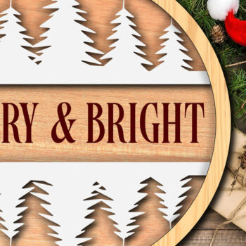 Intra απο ξύλο plywood 3mm-4mm πάχος Christmas - Merry & Bright Δίασταση 4x4 cm INTRAFABR-117894343 - Image 2