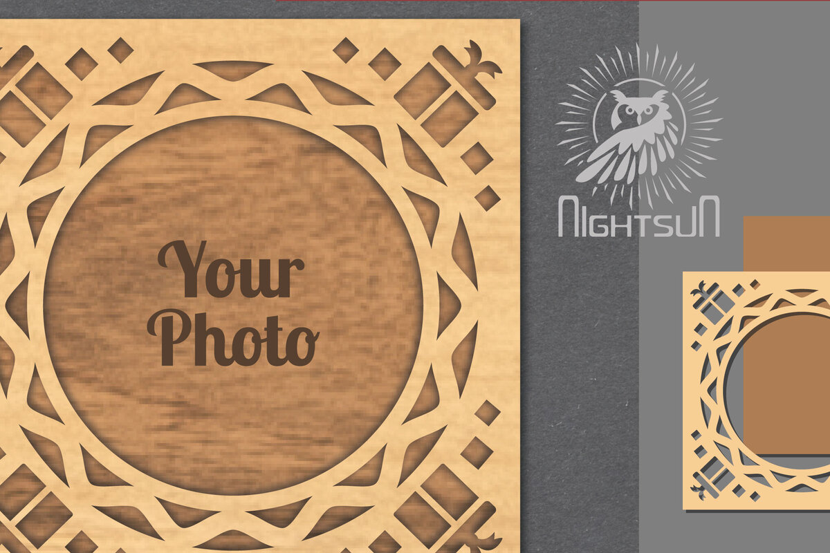 Intra απο ξύλο plywood 3mm-4mm πάχος Χριστουγεννιάτικη κορνίζα φωτογραφιών με λέιζερ 7 Δίασταση 20x30 cm INTRAFABR-112790804