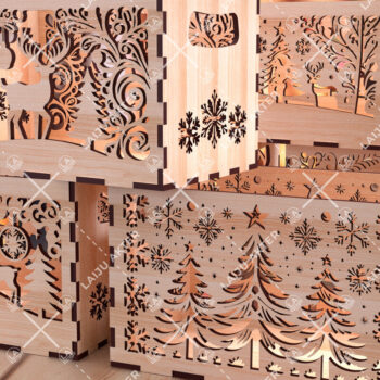 Intra απο ξύλο plywood 3mm-4mm πάχος Χριστουγεννιάτικο κουτί αποθήκευσης κοπής με λέιζερ Δίασταση 5x5 cm INTRAFABR-107428596 - Image 1