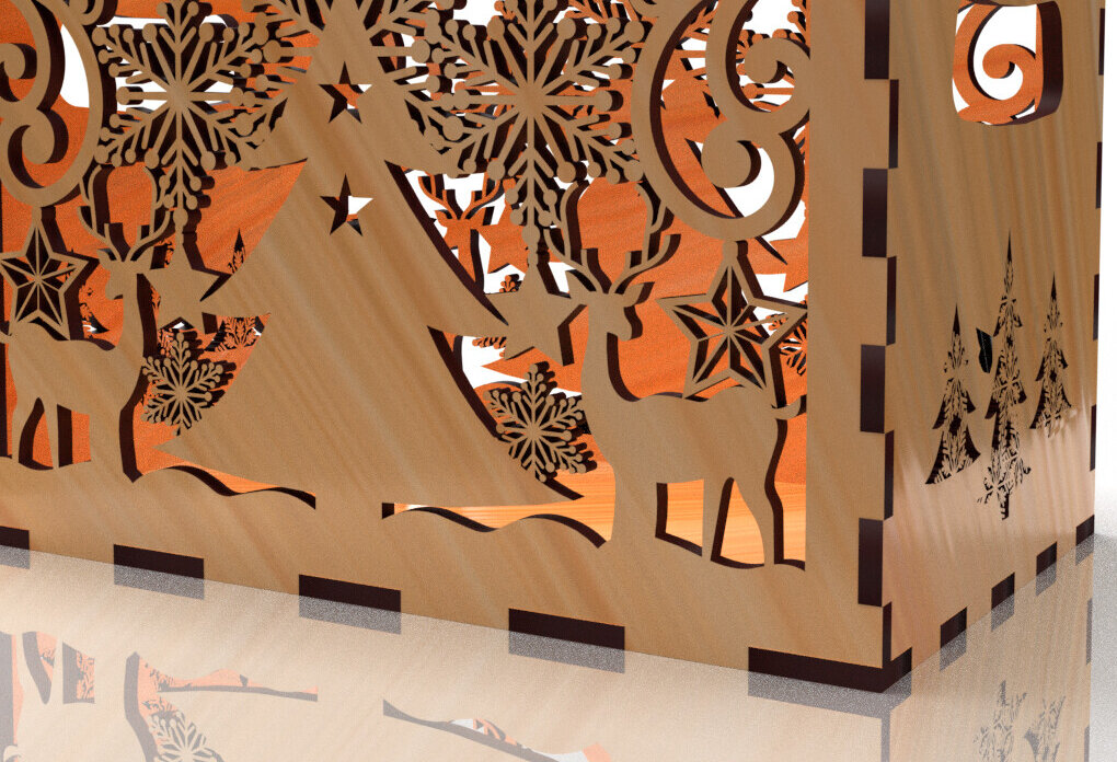 Intra απο ξύλο plywood 3mm-4mm πάχος Christmas Cut Storage Box 01 Δίασταση 8x8 cm INTRAFABR-78552489