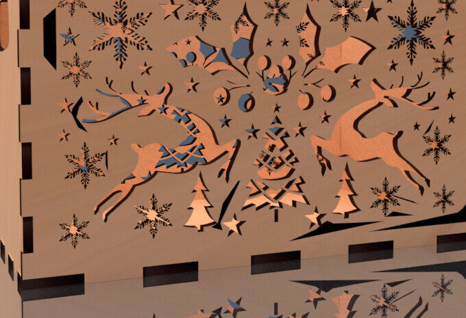 Intra απο ξύλο plywood 3mm-4mm πάχος Christmas Cut Storage Box 02 Δίασταση 8x8 cm INTRAFABR-78552561