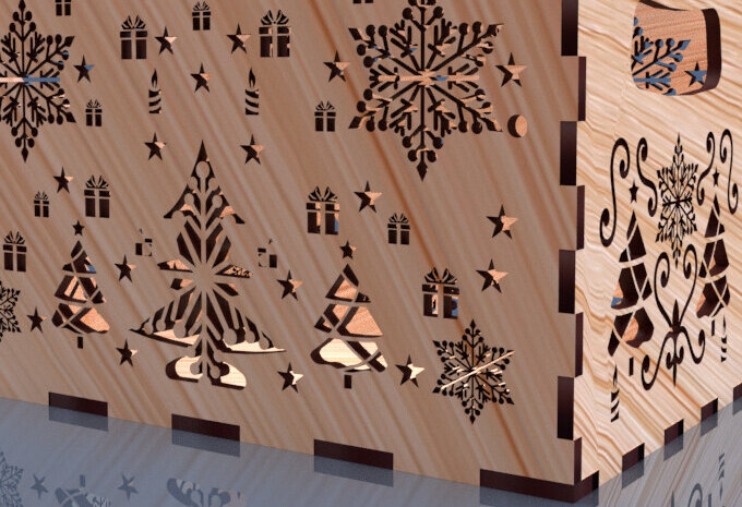 Intra απο ξύλο plywood 3mm-4mm πάχος Christmas Cut Storage Box 03 Δίασταση 8x8 cm INTRAFABR-78552644