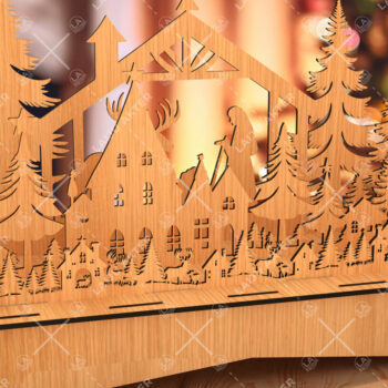 Intra απο ξύλο plywood 3mm-4mm πάχος Χριστουγεννιάτικη Ξύλινη Χωριάτικη Σκηνή Δίασταση 8x8 cm INTRAFABR-105685134 - Image 1