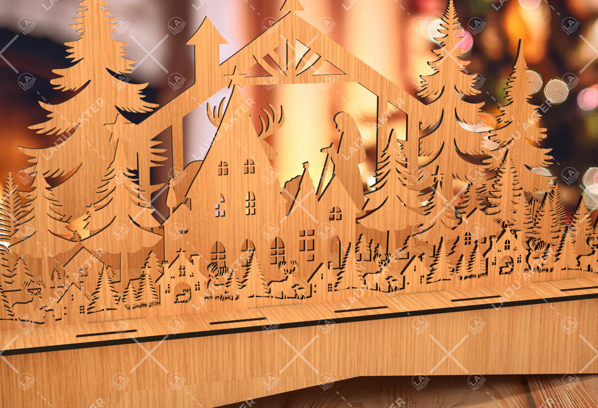 Intra απο ξύλο plywood 3mm-4mm πάχος Χριστουγεννιάτικη Ξύλινη Χωριάτικη Σκηνή Δίασταση 8x8 cm INTRAFABR-105685134
