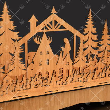 Intra απο ξύλο plywood 3mm-4mm πάχος Χριστουγεννιάτικη Ξύλινη Χωριάτικη Σκηνή Δίασταση 8x8 cm INTRAFABR-105685134 - Image 3