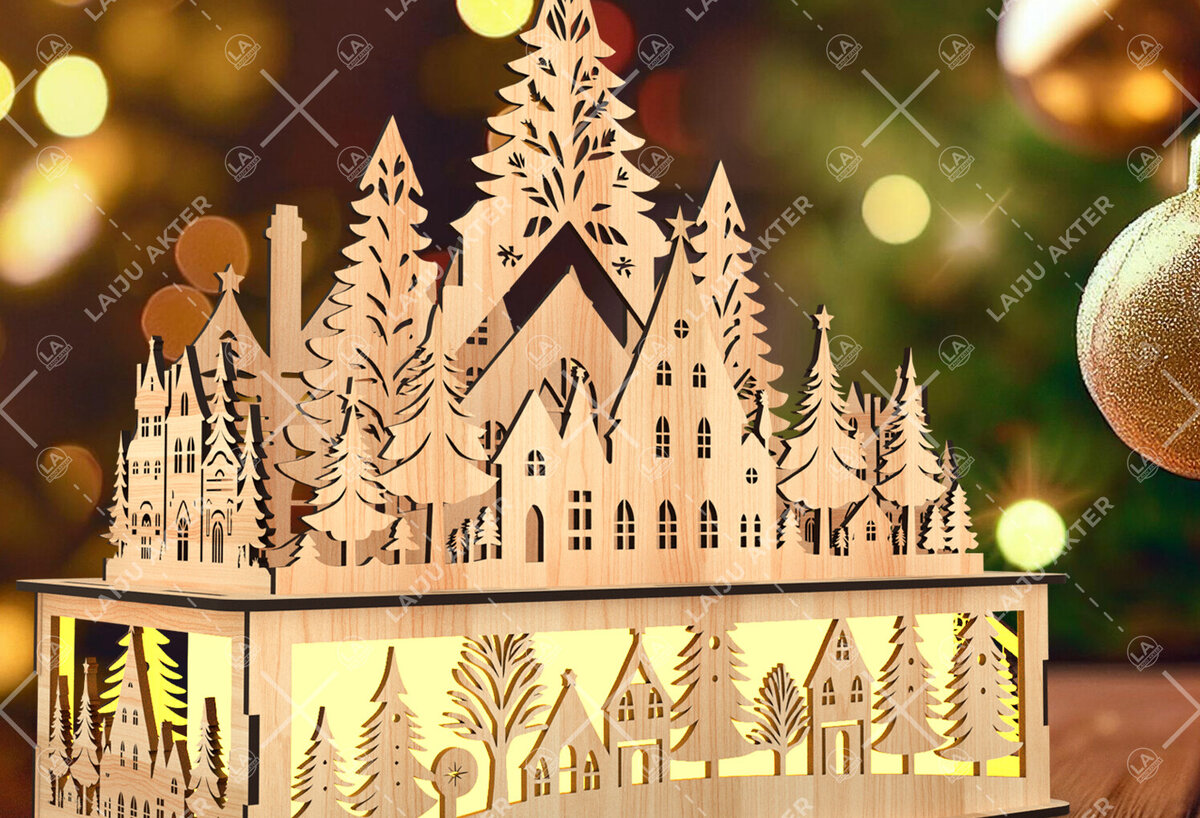 Intra απο ξύλο plywood 3mm-4mm πάχος Χριστουγεννιάτικη Ξύλινη Χωριάτικη Σκηνή Δίασταση 8x8 cm INTRAFABR-105518696