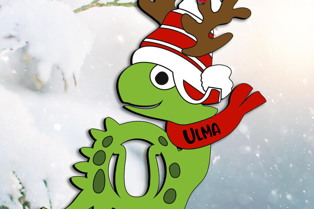 Intra απο ξύλο plywood 3mm-4mm πάχος Χριστουγεννιάτικο  Dino U Letter Holiday Δίασταση 8x8 cm INTRAFABR-111730067