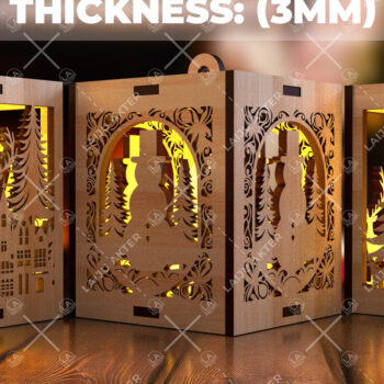 Intra απο ξύλο plywood 3mm-4mm πάχος Χριστουγεννιάτικο λαμπερό κερί  Δίασταση 15x15 cm INTRAFABR-107111810 - Image 2