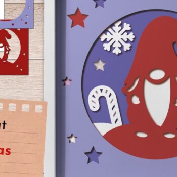 Intra απο ξύλο plywood 3mm-4mm πάχος Christmas Layered Shadow Box, Light Box Δίασταση 9x9 cm INTRAFABR-80338782 - Image 1