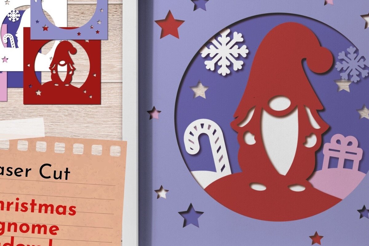 Intra απο ξύλο plywood 3mm-4mm πάχος Christmas Layered Shadow Box, Light Box Δίασταση 9x9 cm INTRAFABR-80338782