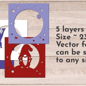 Intra απο ξύλο plywood 3mm-4mm πάχος Christmas Layered Shadow Box, Light Box Δίασταση 9x9 cm INTRAFABR-80338782 - Image 2