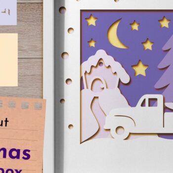 Intra απο ξύλο plywood 3mm-4mm πάχος Christmas Layered Shadow Box, Light Box Δίασταση 9x9 cm INTRAFABR-43555103 - Image 1