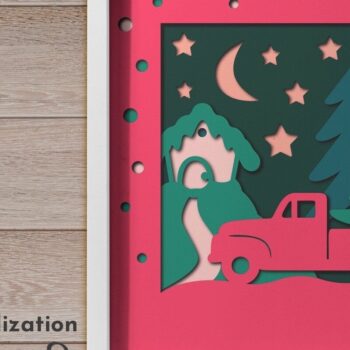 Intra απο ξύλο plywood 3mm-4mm πάχος Christmas Layered Shadow Box, Light Box Δίασταση 9x9 cm INTRAFABR-43555103 - Image 3