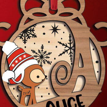 Intra απο ξύλο plywood 3mm-4mm πάχος Χριστουγεννιάτικο γράμμα ένα στολίδι ζώο ελαφιού Δίασταση 8x8 cm INTRAFABR-109710861 - Image 2