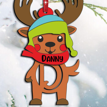 Intra απο ξύλο plywood 3mm-4mm πάχος Χριστουγεννιάτικο γράμμα Δ Στολίδι Ελάφια διακοπές Δίασταση 8x8 cm INTRAFABR-111213923 - Image 1