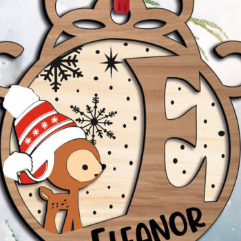 Intra απο ξύλο plywood 3mm-4mm πάχος Χριστουγεννιάτικο γράμμα E Στολίδι Holiday Δίασταση 8x8 cm INTRAFABR-109747426 - Image 1