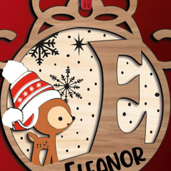 Intra απο ξύλο plywood 3mm-4mm πάχος Χριστουγεννιάτικο γράμμα E Στολίδι Holiday Δίασταση 8x8 cm INTRAFABR-109747426 - Image 2