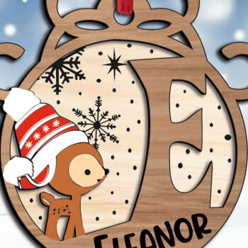 Intra απο ξύλο plywood 3mm-4mm πάχος Χριστουγεννιάτικο γράμμα E Στολίδι Holiday Δίασταση 8x8 cm INTRAFABR-109747426 - Image 3