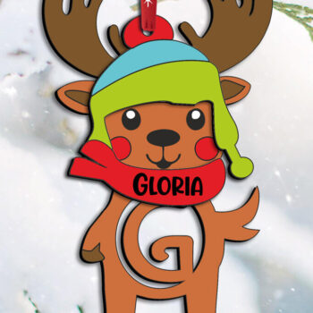 Intra απο ξύλο plywood 3mm-4mm πάχος Χριστουγεννιάτικο γράμμα G Διακοπές στολίδι ελαφιών Δίασταση 8x8 cm INTRAFABR-111369142 - Image 1