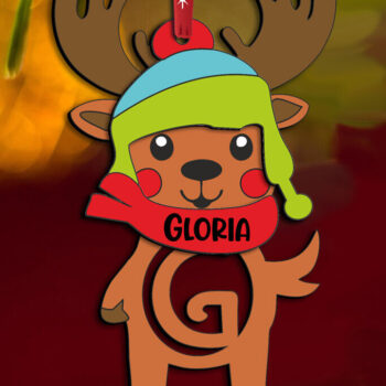 Intra απο ξύλο plywood 3mm-4mm πάχος Χριστουγεννιάτικο γράμμα G Διακοπές στολίδι ελαφιών Δίασταση 8x8 cm INTRAFABR-111369142 - Image 2