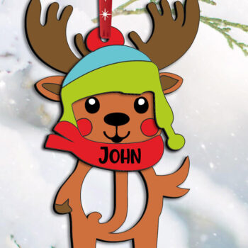 Intra απο ξύλο plywood 3mm-4mm πάχος Χριστουγεννιάτικο γράμμα J ελάφια στολίδι διακοπές Δίασταση 8x8 cm INTRAFABR-111369562 - Image 1