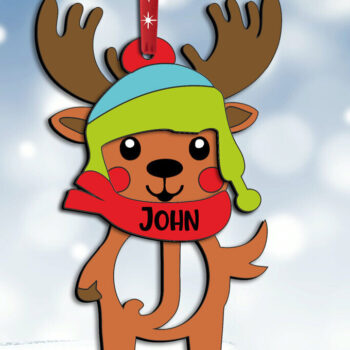 Intra απο ξύλο plywood 3mm-4mm πάχος Χριστουγεννιάτικο γράμμα J ελάφια στολίδι διακοπές Δίασταση 8x8 cm INTRAFABR-111369562 - Image 3